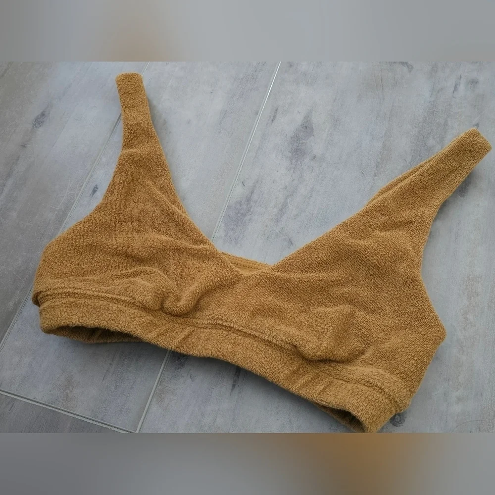 Offline by Aerie Beige Terrycloth Bralette